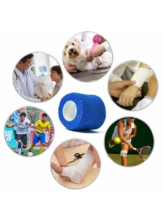 Kuvvfe (12-Pack) 1” x 5 Yards | Self Adhesive Bandage Wrap, Kuvvfe Athletic Elastic Cohesive Bandage for Sports Injury,Strain,Knee & Wrist,Ankle Sprains & Swelling First Aid  - Image 2