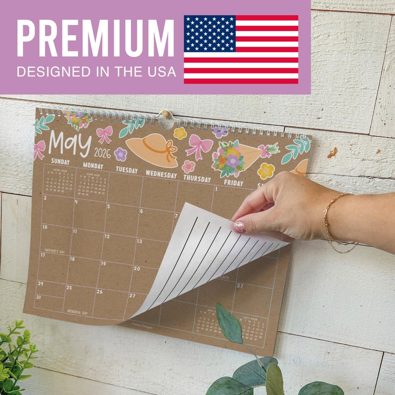 Hadley Designs 2026 Wall Calendar Large - Spiral Wall Calendars 2026-2027, 18 Months Calendar from January 2026 to June 2027, Hanging Calendars for Home, Office, Classroom, Kraft Monthly Planner - Image 3