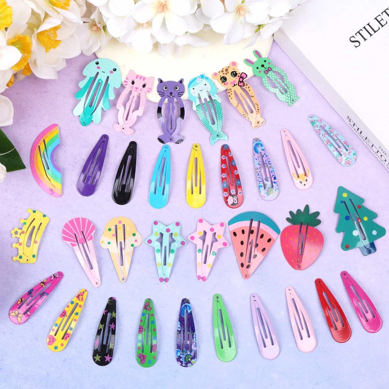 Anezus 80 Pcs Hair Clips for Girls Hair Barrettes Snap Non-Slip Metal Hair Clips for Girls Kids Teens Women - Image 5