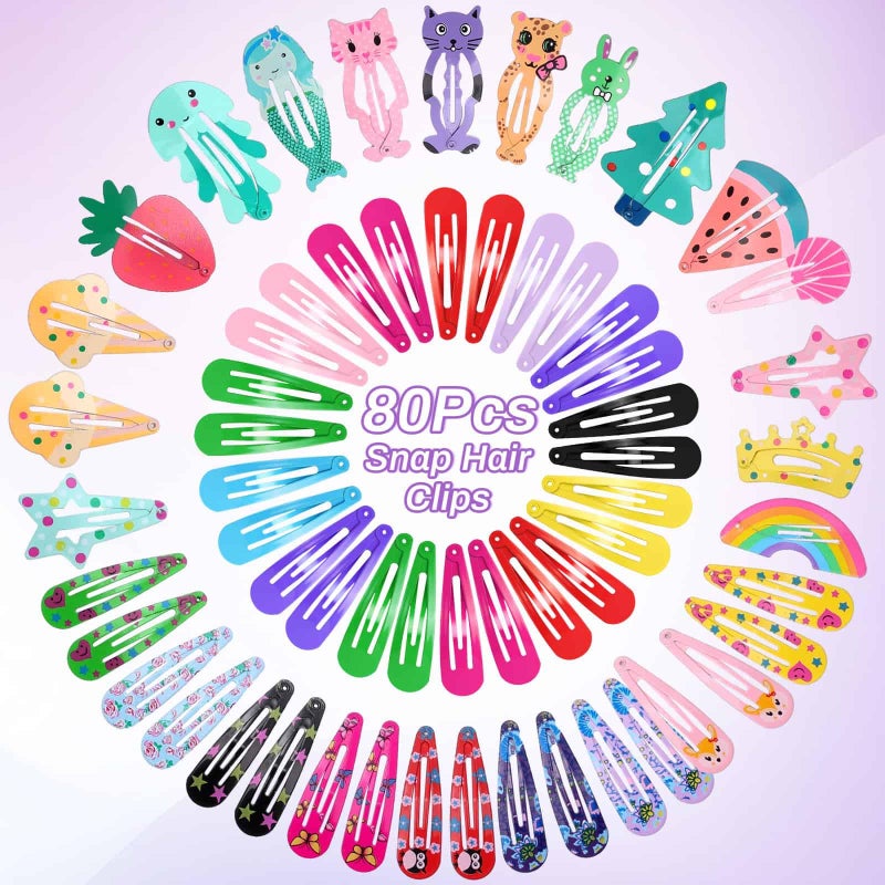 Anezus 80 Pcs Hair Clips for Girls Hair Barrettes Snap Non-Slip Metal Hair Clips for Girls Kids Teens Women - Image 2