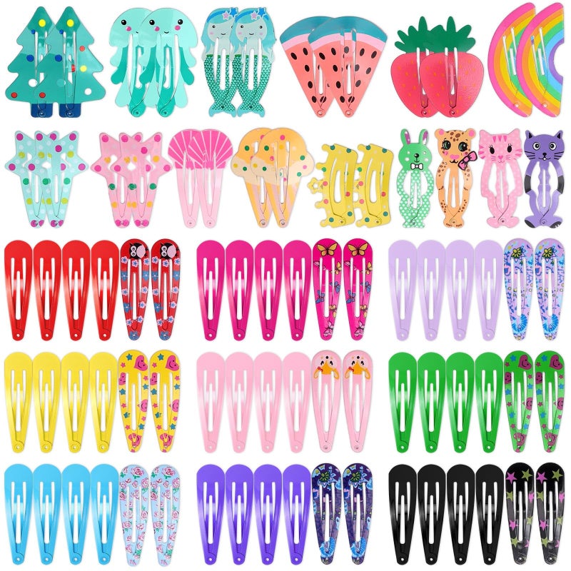 Anezus 80 Pcs Hair Clips for Girls Hair Barrettes Snap Non-Slip Metal Hair Clips for Girls Kids Teens Women - Image 1