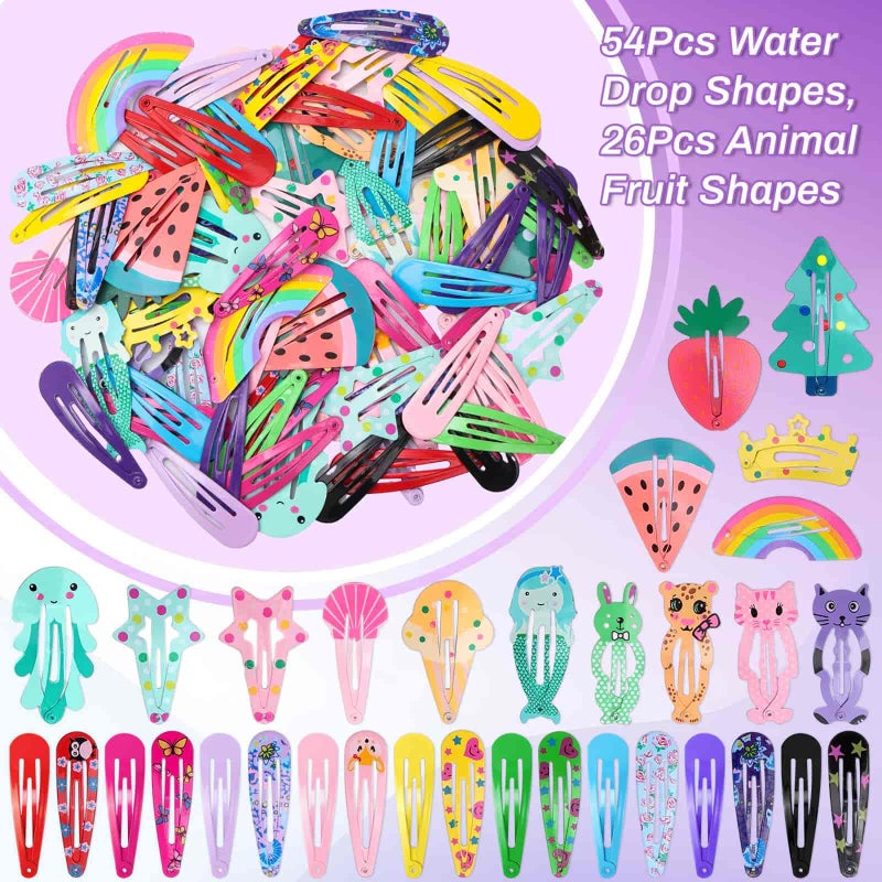 Anezus 80 Pcs Hair Clips for Girls Hair Barrettes Snap Non-Slip Metal Hair Clips for Girls Kids Teens Women - Image 3