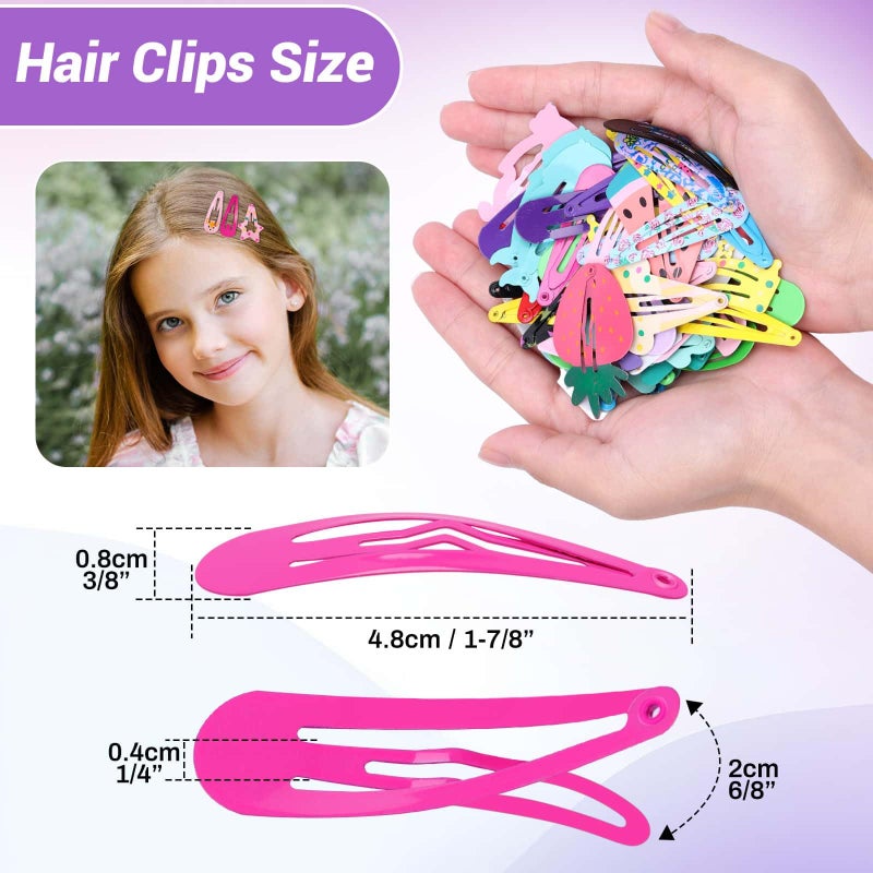 Anezus 80 Pcs Hair Clips for Girls Hair Barrettes Snap Non-Slip Metal Hair Clips for Girls Kids Teens Women - Image 4