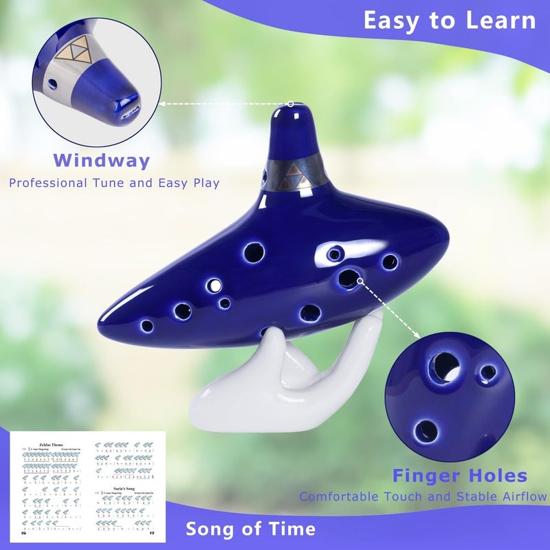 Aurzen Zelda Ocarina 12 Hole Alto C Ocarinas with Song Book (Songs From the Legend of Zelda) - come with Display Stand Protective Bag Gift for Zelda fans - Image 3