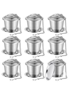Excefore Tea Infuser, 9 Pieces Stainless Steel Tea Strainer with Extended Chain Hook and Saucer Loose Leaf Tea Steeper Fine Mesh Tea Ball Tea Filter for Brew Tea Spices Seasonings Fits Cup Mug Bottle  - Image 1