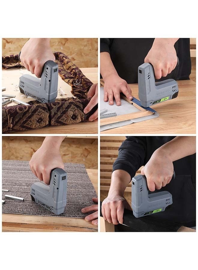 ووركبرو WORKPRO Power كهربائي سلكي 2 في 1 مسدس دبابيس ومسامير، مسدس دبابيس ببطارية 2.0 أه، مناسب للتحفيظ، والحرف اليدوية، والمشاريع المنزلية، يشمل كابل شحن USB، و2000 قطعة دبابيس ومسامير خفيفة الوزن، وقفازات وشريط قياس مجانًا - Image 4