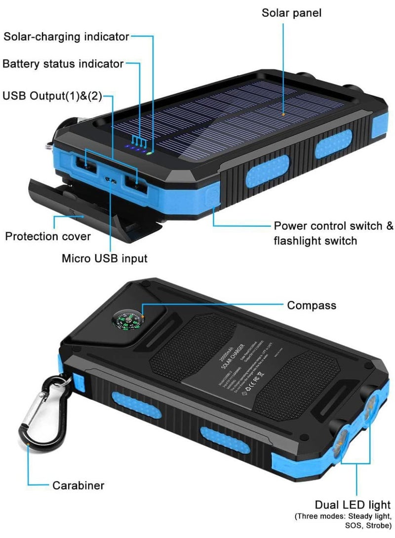 بنك الطاقة الشمسية 20000mAh USB C شاحن محمول صغير لوحة طاقة شمسية صغيرة - Image 4