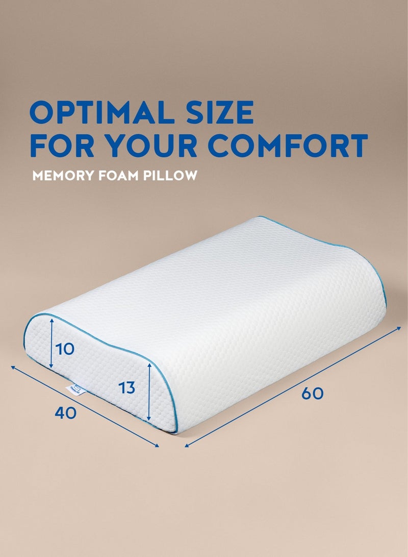 Comforto Wave Blue Piping Memory Foam Pillow 60x40x13-11 cm - Image 3