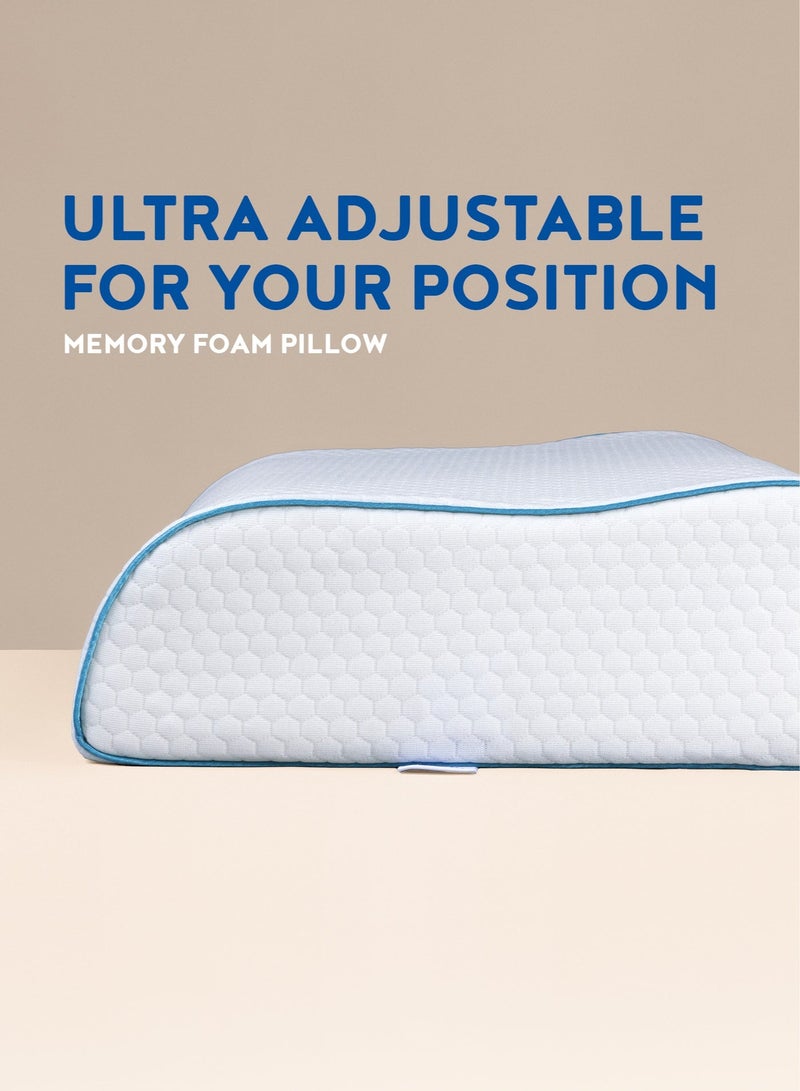 Comforto Wave Blue Piping Memory Foam Pillow 60x40x13-11 cm - Image 2