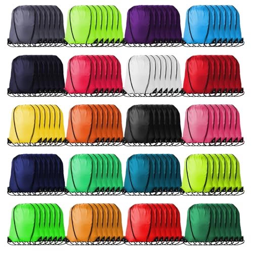 Kuhome 120Pcs Drawstring Backpacks Bulk String Bag Cinch Sack Pack Storage Knapsack Polyester Gift Bags Sports Drawstring Bags for Trip Gym Party Bags(20 Colors) - Image 1