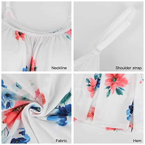 ANYFITTING Built in Bra Tank Top with Shelf Bra Cup for Legging Spaghetti Strap Summer Top with Padded Bra Shelf Bra for Sports Yoga Floral Print L - Image 5