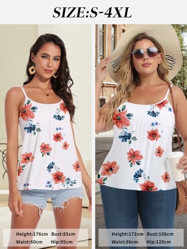 ANYFITTING Built in Bra Tank Top with Shelf Bra Cup for Legging Spaghetti Strap Summer Top with Padded Bra Shelf Bra for Sports Yoga Floral Print L - Image 4