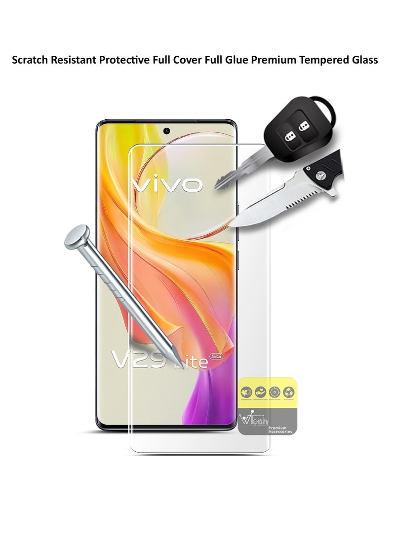 دبليو تيك Vivo V29 Lite 5G / V27 5G 2023 واقي شاشة زجاجي مقسى بغطاء كامل للأشعة فوق البنفسجية - شفاف - Image 3