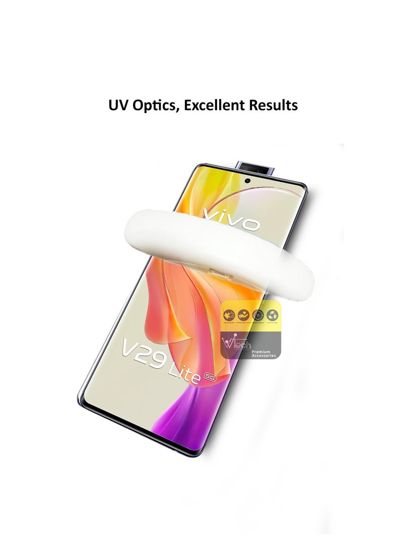 دبليو تيك Vivo V29 Lite 5G / V27 5G 2023 واقي شاشة زجاجي مقسى بغطاء كامل للأشعة فوق البنفسجية - شفاف - Image 4