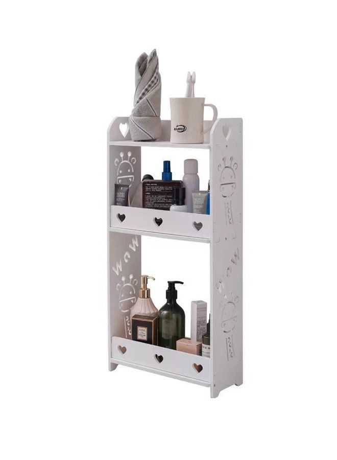 fashionhome 1-Piece 3-Tiers Household Multipurpose Floral Design Bathroom Kitchen Storage Rack Bath Organizer Storage Shelves White 34x14x59.5 cm - Image 3