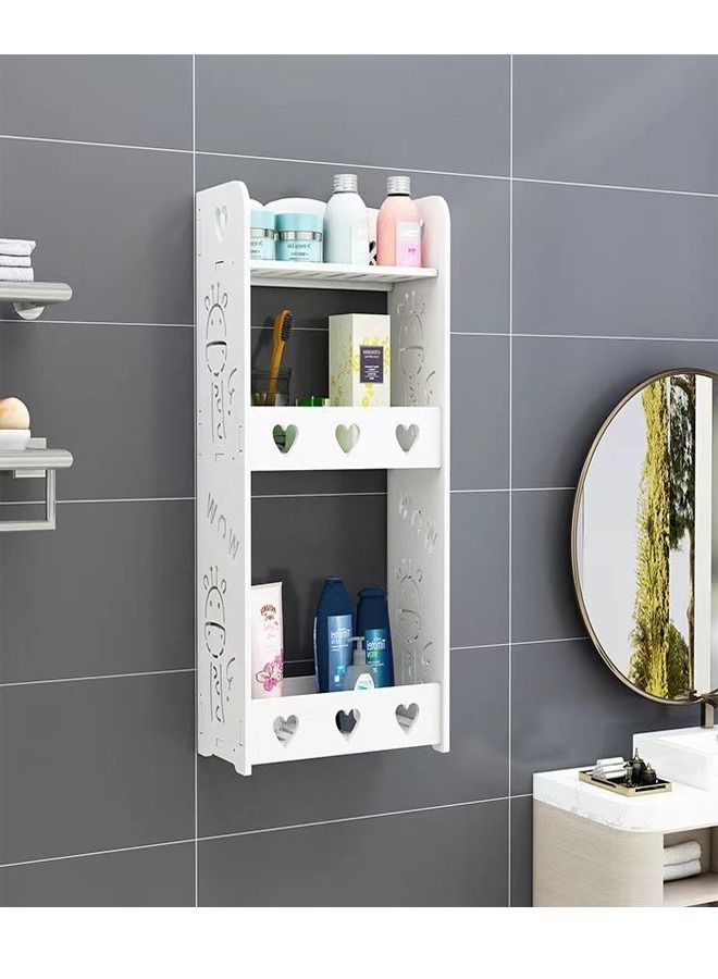 fashionhome 1-Piece 3-Tiers Household Multipurpose Floral Design Bathroom Kitchen Storage Rack Bath Organizer Storage Shelves White 34x14x59.5 cm - Image 2