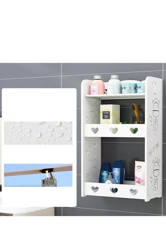 fashionhome 1-Piece 3-Tiers Household Multipurpose Floral Design Bathroom Kitchen Storage Rack Bath Organizer Storage Shelves White 34x14x59.5 cm - Image 4