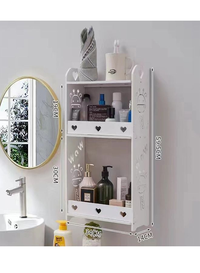 fashionhome 1-Piece 3-Tiers Household Multipurpose Floral Design Bathroom Kitchen Storage Rack Bath Organizer Storage Shelves White 34x14x59.5 cm - Image 5