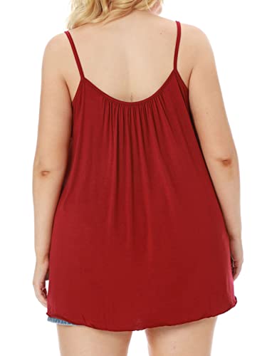 7th Element Plus Size Tank Tops for Womens Camisoles Cami Loose Fit Sleeveless Summer Dressy Shirts Blouse 2025 Summer(Wine Red,3X) - Image 3