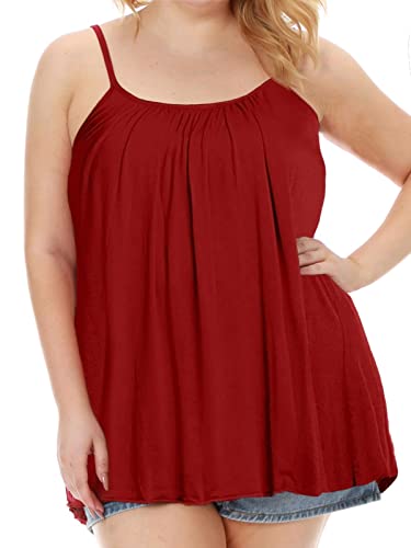 7th Element Plus Size Tank Tops for Womens Camisoles Cami Loose Fit Sleeveless Summer Dressy Shirts Blouse 2025 Summer(Wine Red,3X) - Image 2