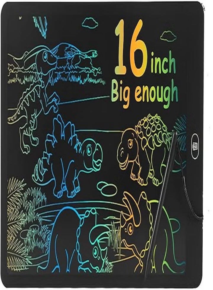 16 Inch LCD Writing Tablet for Kids, Colorful Drawing Board for Kids, Erasable and Reusable Electronic Drawing Board, LCD Drawing Tablet for Toddlers - Black  - Image 1