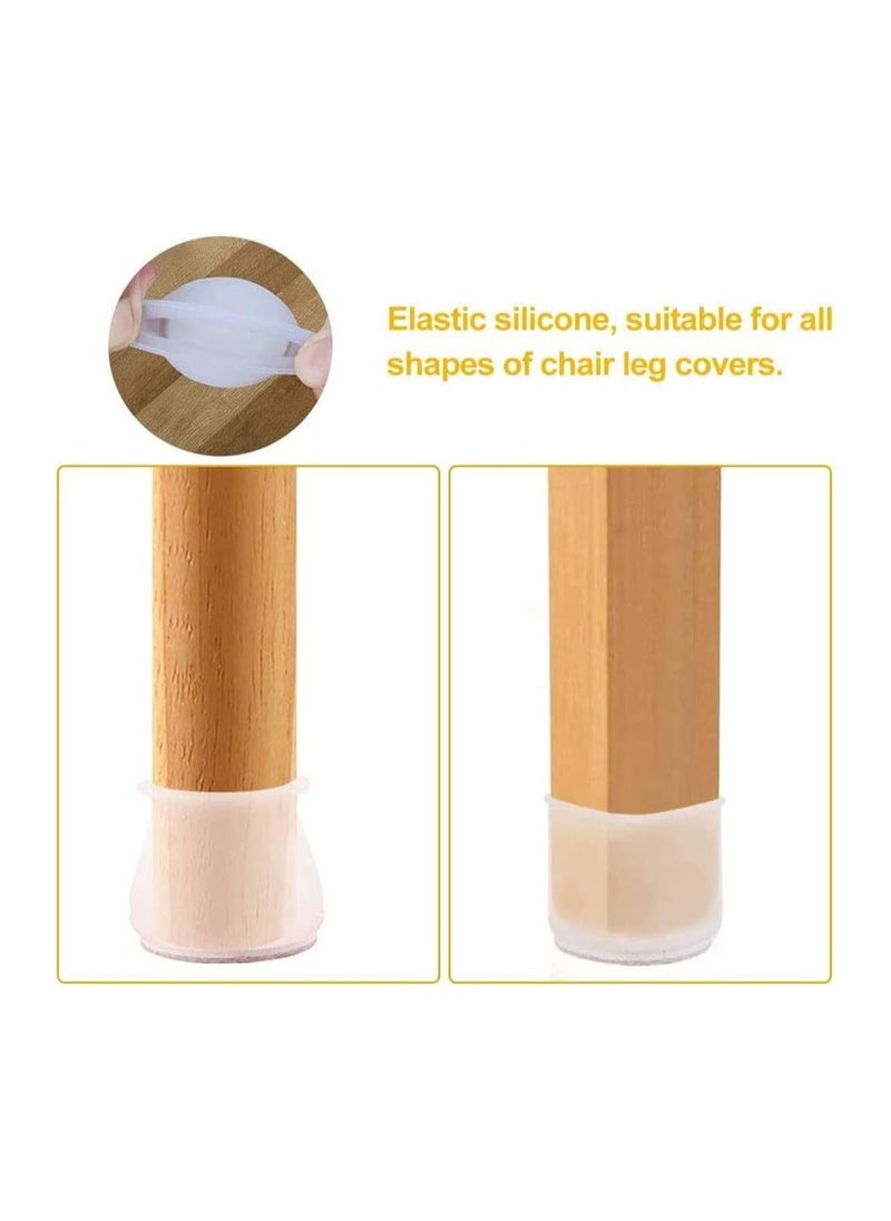 Bukela Chair Leg Pads Chair Leg Floor Protectors, Chair Leg Covers, 8 Pieces Table Leg Chair Leg Covers Silicone Flexible with Felt Table Leg Pads Covers Furniture Floor Protectors Silent Scratches  - Image 2