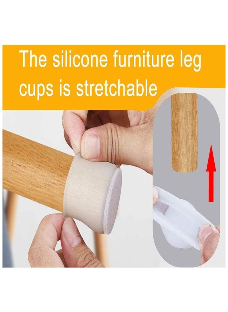 Bukela Chair Leg Pads Chair Leg Floor Protectors, Chair Leg Covers, 8 Pieces Table Leg Chair Leg Covers Silicone Flexible with Felt Table Leg Pads Covers Furniture Floor Protectors Silent Scratches  - Image 4