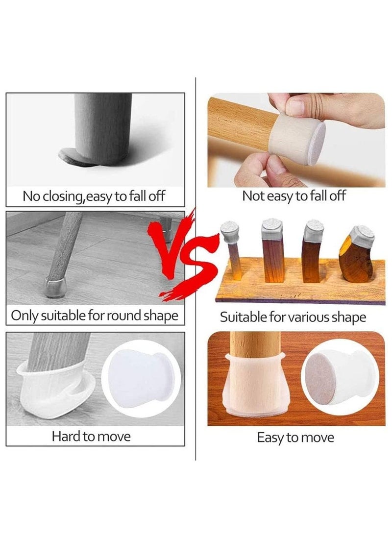 Bukela Chair Leg Pads Chair Leg Floor Protectors, Chair Leg Covers, 8 Pieces Table Leg Chair Leg Covers Silicone Flexible with Felt Table Leg Pads Covers Furniture Floor Protectors Silent Scratches  - Image 5