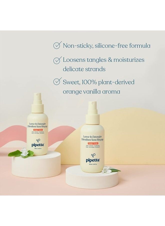 pipette - Leave-In Hair Detangler - Silicone-free Kids Detangling Spray - 100% Plant-Derived Nourishing Squalane - Orange + Vanilla Aroma, ALL Hair Types & Textures, 4.4 fl oz - Image 1