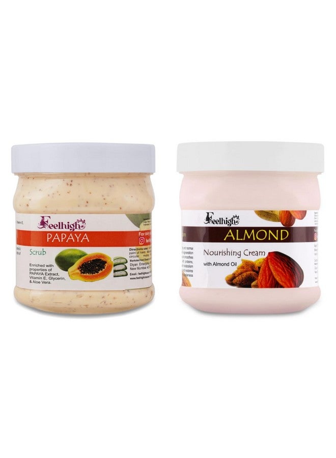 Feelhigh Face & Body Papaya Scrub & Almond Cream -Skin care Products (2 Items in the set) - Image 1
