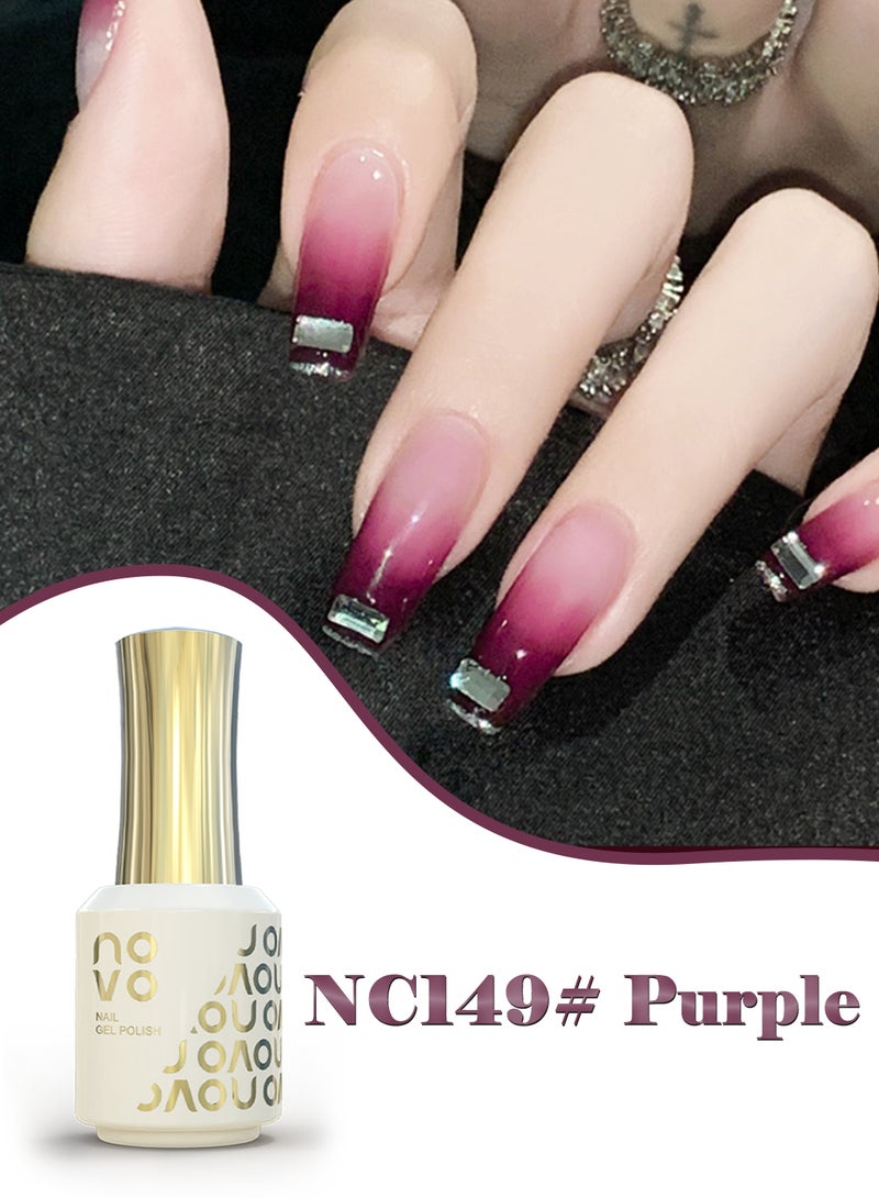 نوفو طلاء أظافر جل، أظافر جل شفاف، سريع الجفاف بالأشعة فوق البنفسجية ومصباح LED، طلاء جل يدوم طويلاً لعمل مانيكير بنفسك، فن الأظافر في المنزل أو الصالون 12 مل-NC149# أرجواني - Image 2