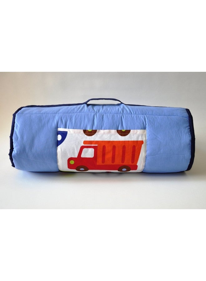 Bacati 100% Cotton Percale Breathable Fabrics Nap Mat With Pillow For Toddler Boys Measures 50 X 20 X 1.5 Inches Ideal For Daycare And Preschool Bpafree (Transportation Bluemulti) - Image 3