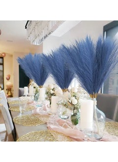 SPARK IT HOME Spark It Home 3 Pieces Fluffy Faux Pampas Grass Artificial Pampas Branches Fake Fluffy Stems Plants, Floor Vase Filler for Home, Wedding Boho Decor Flower Arrangement 110 cm/ 43 inches (Blue)  - Image 2