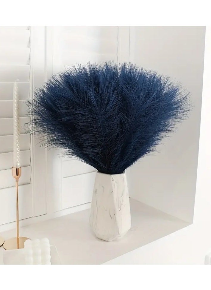 SPARK IT HOME Spark It Home 3 Pieces Fluffy Faux Pampas Grass Artificial Pampas Branches Fake Fluffy Stems Plants, Floor Vase Filler for Home, Wedding Boho Decor Flower Arrangement 110 cm/ 43 inches (Blue)  - Image 3