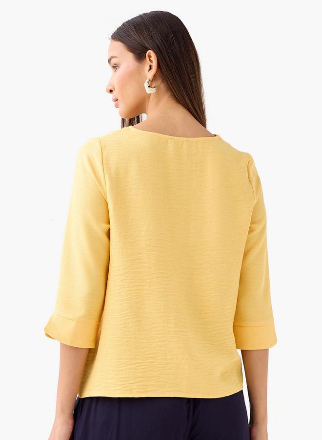 Splash FAV Button Applique Top with V-neck - Image 3
