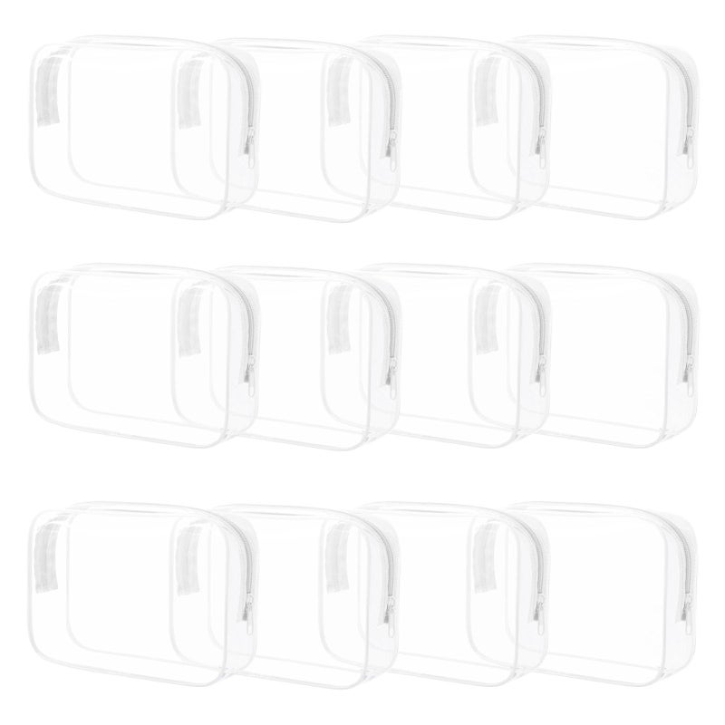 Eilyliafe 12 Pieces Clear Makeup Bags Bulk PVC Waterproof Cosmetic Bag with Zipper TSA Approved Toiletry Bag for Travel Transparent Pouches Organizer Storage for Men and Women White Medium - Image 2