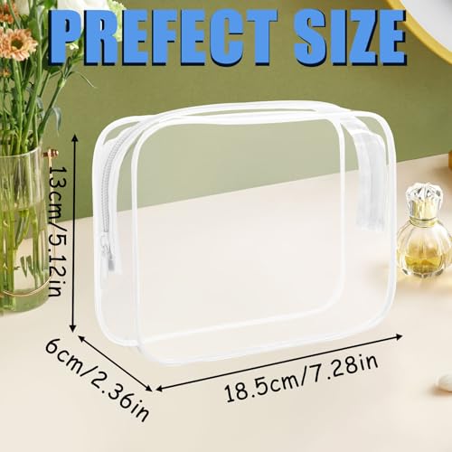 Eilyliafe 12 Pieces Clear Makeup Bags Bulk PVC Waterproof Cosmetic Bag with Zipper TSA Approved Toiletry Bag for Travel Transparent Pouches Organizer Storage for Men and Women White Medium - Image 3