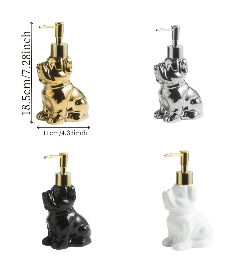 Charming Golden Ceramic Puppy Lotion Dispenser for Hand Soap and Shampoo - Image 3