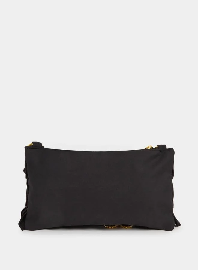 Styli Textured Layer Detail Chain Clutch Bag