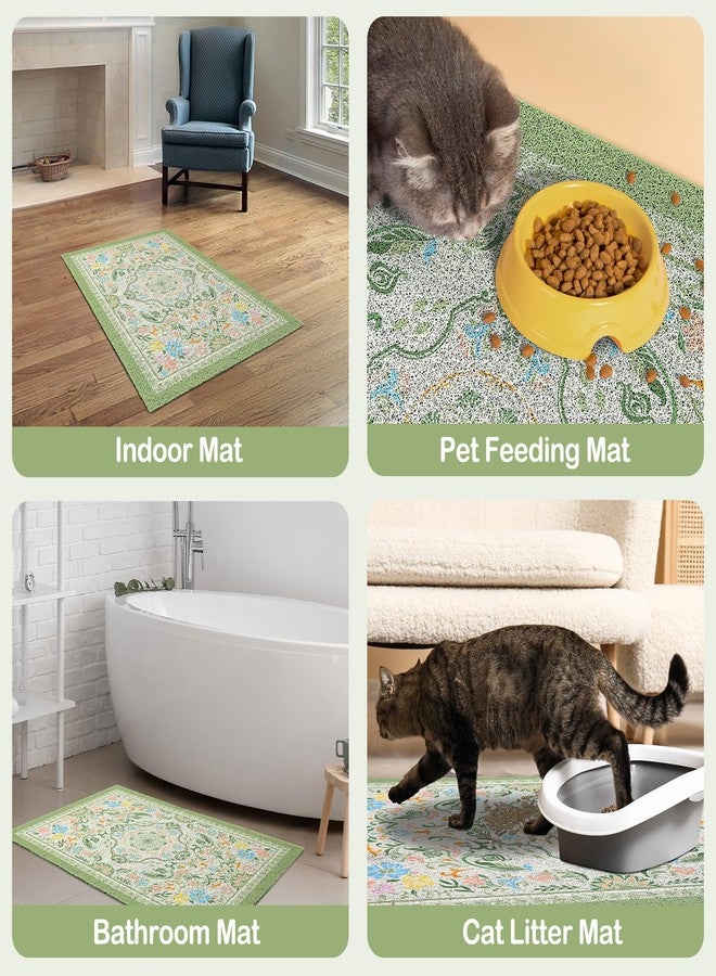 Glittme Cat Litter Mat with Non-Slip Bottom Litter Box Mat 33"X22" Litter Trapping Mat Easy to Clean Washable Cat Food Mat for Kitty,L - Image 4