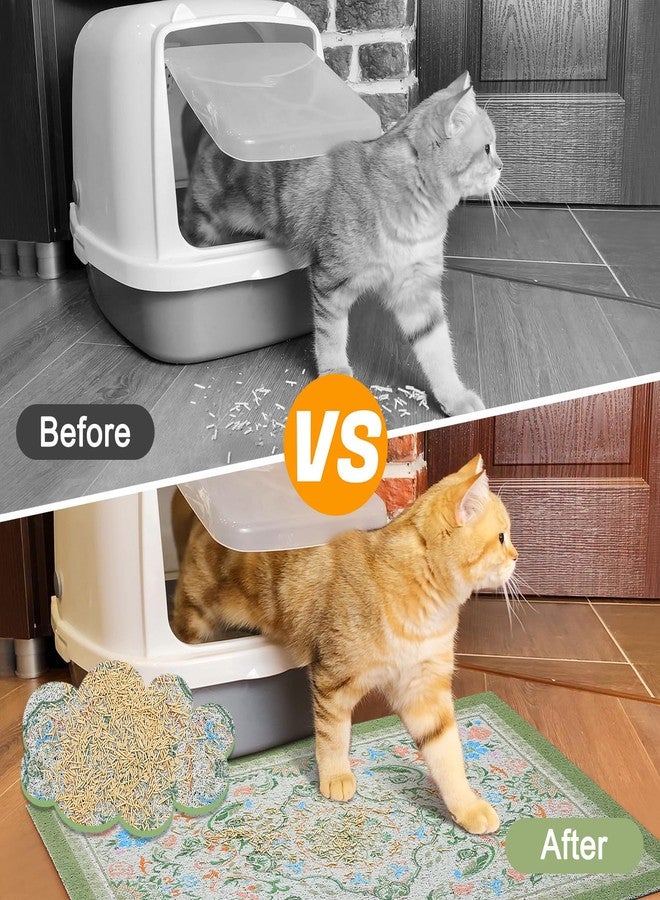 Glittme Cat Litter Mat with Non-Slip Bottom Litter Box Mat 33"X22" Litter Trapping Mat Easy to Clean Washable Cat Food Mat for Kitty,L - Image 3
