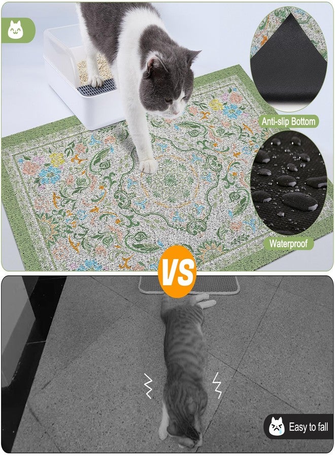 Glittme Cat Litter Mat with Non-Slip Bottom Litter Box Mat 33"X22" Litter Trapping Mat Easy to Clean Washable Cat Food Mat for Kitty,L - Image 5