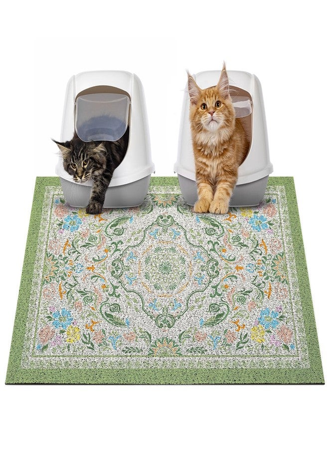 Glittme Cat Litter Mat with Non-Slip Bottom Litter Box Mat 33"X22" Litter Trapping Mat Easy to Clean Washable Cat Food Mat for Kitty,L - Image 1