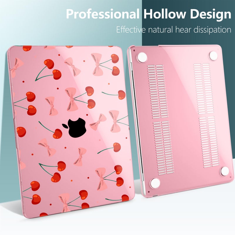 TWOLSKOO Compatible with M4 MacBook Air 13.6 inch Case 2025-2022 Release M4 A3240 M3 A3113 M2 A2681, Plastic Hard Shell & Keyboard Cover & Type C Adapter & Screen Protector, Cute Cherry - Image 5