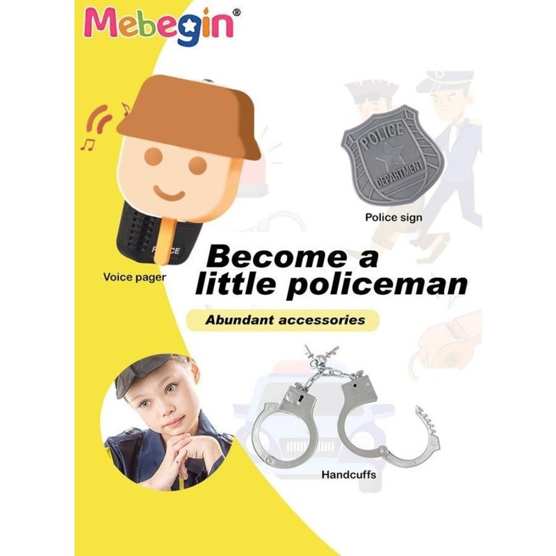 4PCS Police Uniform Set with Vest, Badge and Other Accessaries, Cop Costume Outfit Set for Role-playing Activities and Themed Parties, Suitable for 100-140cm Tall - Image 4