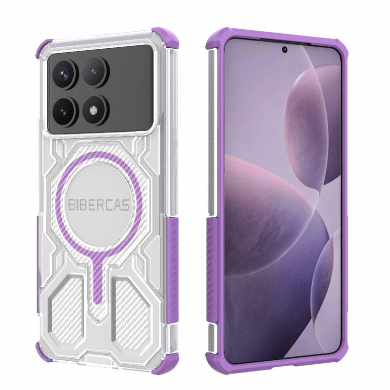 BIBERCAS For Redmi K70 Transparent Color Series Magsafe Air Bag Shockproof Phone Case(Purple) - Image 1