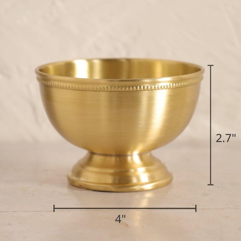 Peepul Tree Pure Brass Serving Bowl - 150 ML | Handmade Multipurpose Serving Bowl for Snacks, Dry Fruits, Sweets & Dessert & Home Decor (Set of 01) - Image 2