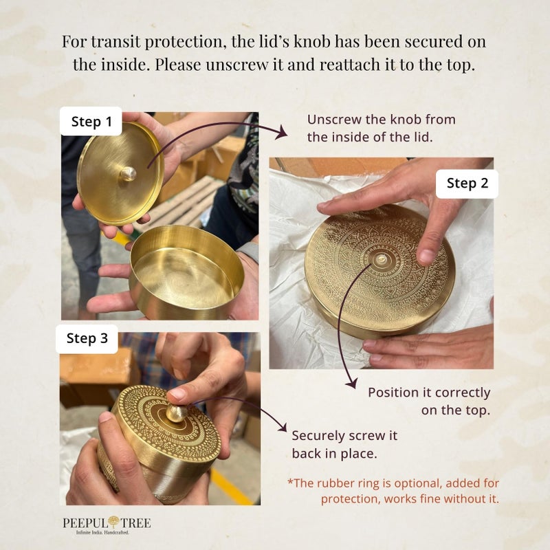 Peepul Tree Pure Brass Serving Bowl - 150 ML | Handmade Multipurpose Serving Bowl for Snacks, Dry Fruits, Sweets & Dessert & Home Decor (Set of 01) - Image 4