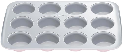 Ymiton Nonstick Ceramic 12 Cup Muffin Pan Cupcake Pan for Baking NonToxic Muffin tin Ceramic Coating PTFE PFOA Free Oven Safe 550F Aluminized Steel Pink - Image 1