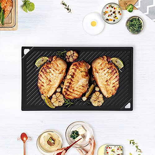 GasSaf Cast Iron Reversible Griddle, 16.5 Inch x 9.5 Inch Double Sided Grill Pan Perfect for Gas Grills and Stove Top - Image 4